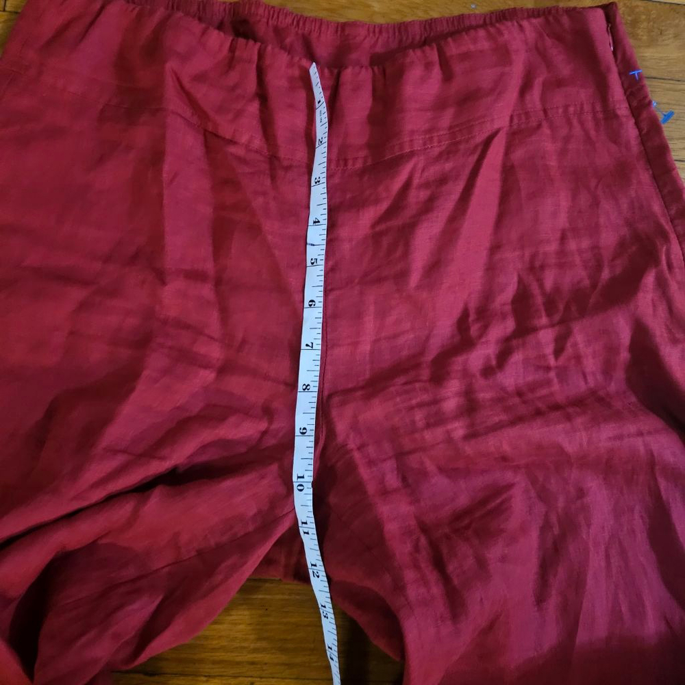 Eileen Fisher Petite Red Organic Linen Wide Leg Pants SP - Picture 5 of 8